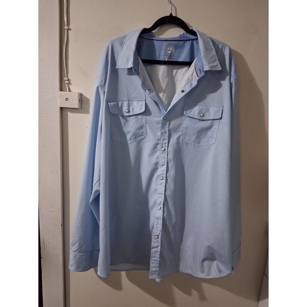 Flag & Anthem MadeFlex Mens XXXL Blue Micro Check Pearl Snap Western Stretch